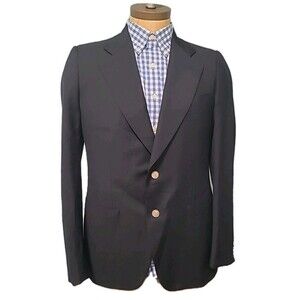 Ermenegildo Zegna Blazer Mens 42R Dark Blue Bronze Metal Buttons Made In Italy